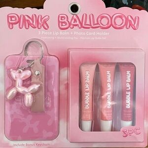Pink Balloon Lip Balm Set with Keychain